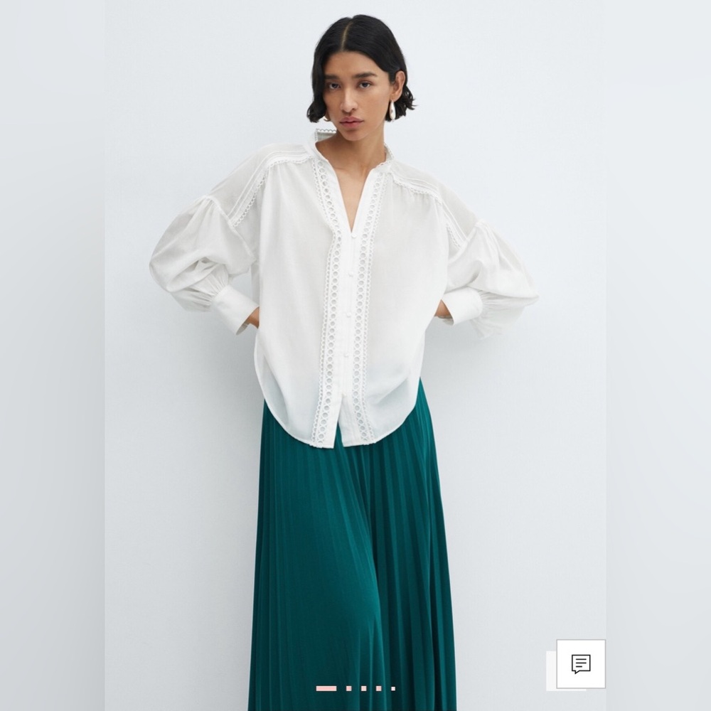 Mango Cotton Blouse with Openwork Detail. Zimmerman Feel